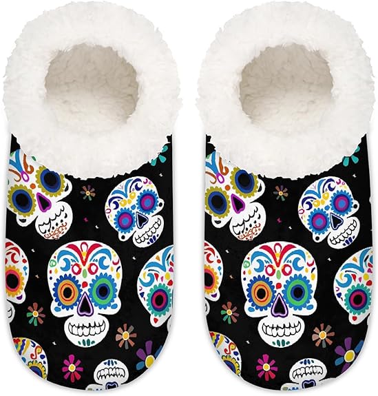 DXTKWL - sugar skull slippers womens