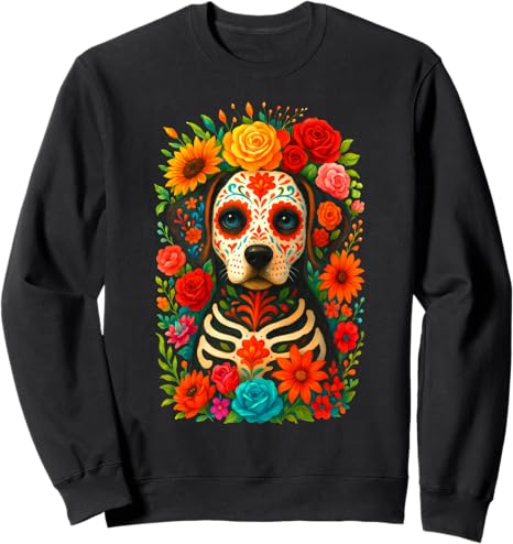 Mab Sugar Skull Dog Lovers Owners Day Of The Dead - sugar skull sweatshirt womens