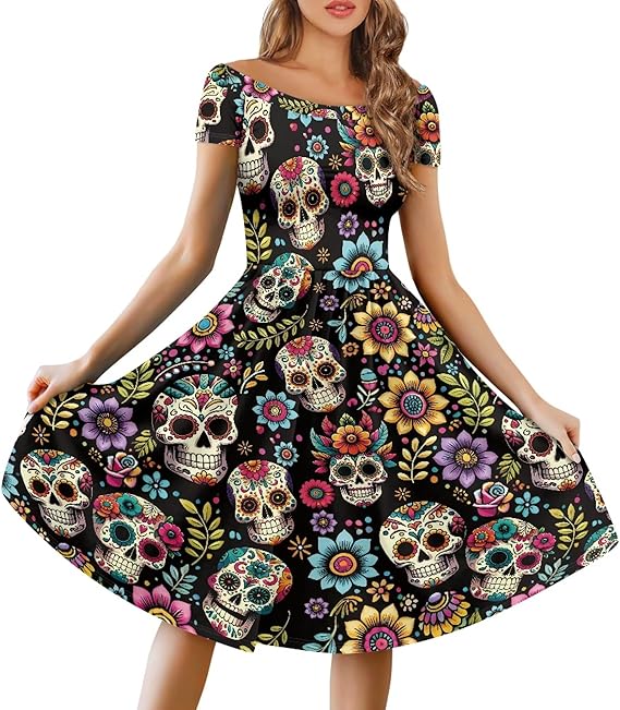 Cjfognsoa - sugar skull dress womens