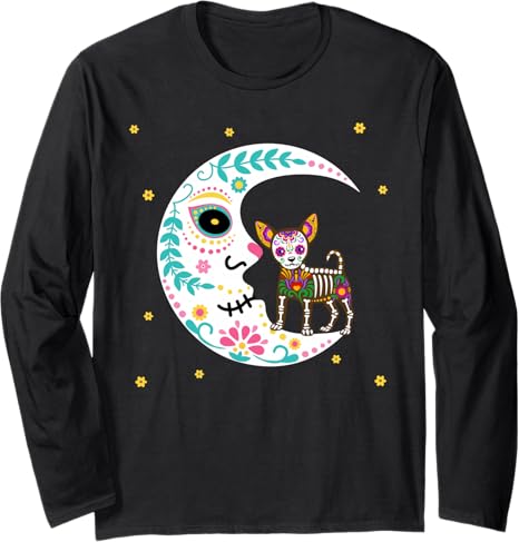Mab Sugar Skull Chihuahua Dog Day Of The Dead Tee - sugar skull t-shirt womens