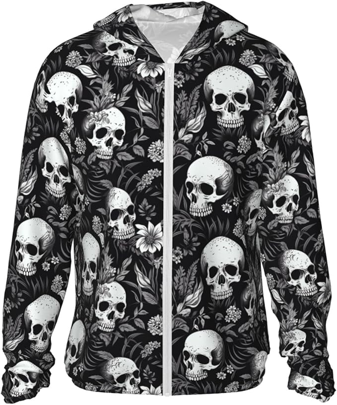 GOAYETN - sugar skull zip up hoodie mens