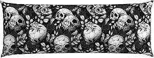 Flower Sugar Skull Body Pillow Pillowcase 20x60 Inches -Cute Animal Print Super Soft Flannel Body Pillow Cover with Hidden Zipper, for Home Decor, Gift Ideas - sugar skull throw pillow