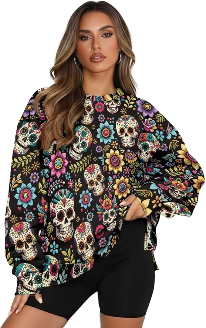Tomeusey - sugar skull long sleeve shirt mens