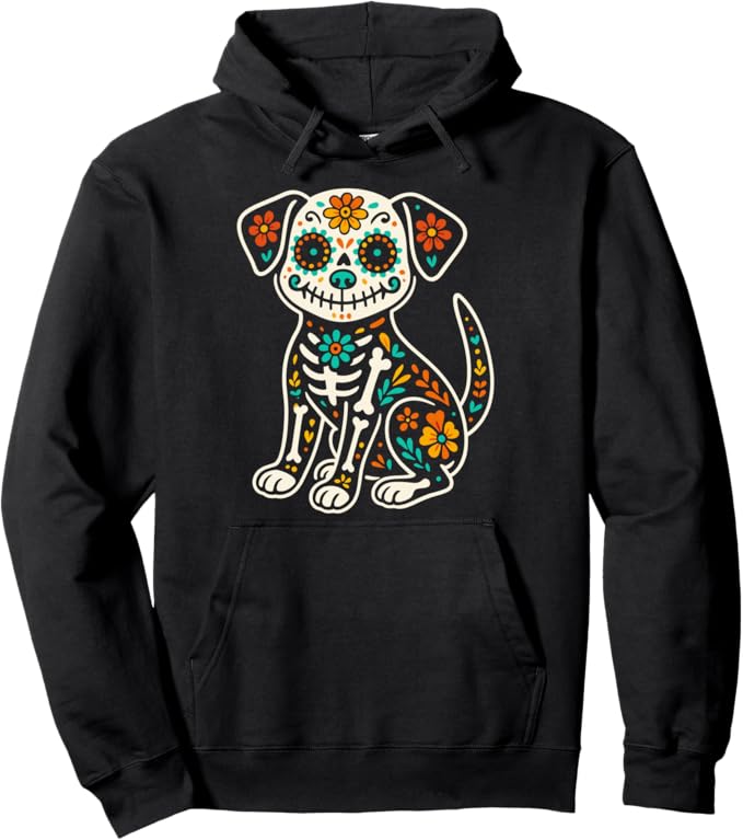 Dog Dia De Los Muertos Decorations - sugar skull hoodie mens