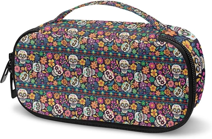 Sugar Skull Print Insulin Protective Case for Men Women Portable Insulin Travel Carrying Bag with Top Handle for Insulin Pen and Medication Diabetic Care Supplies - sugar skull beach towel