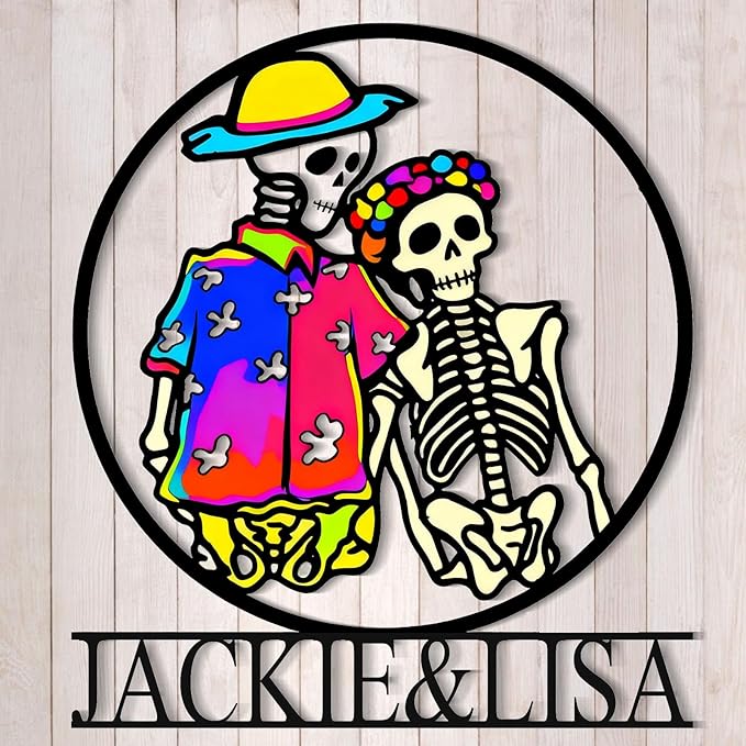 Personalized Sugar Skull Metal Sign – Custom Name Wall Art for Día de los Muertos – Rustic Home & Room Decor – Unique Cultural Gift – 8 to 24 Inch - sugar skull canvas wall art