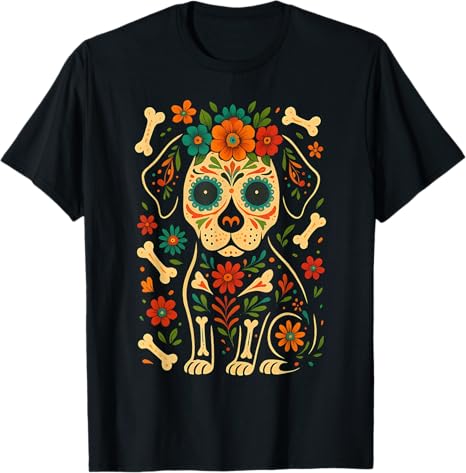 Dia de los Muertos Dogs Day Lover Sugar Skull Paws - sugar skull t-shirt womens
