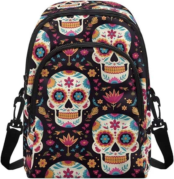 Sugar Skull Small Crossbody Bags for Women Rose Daisy Flower Cell Phone Purse Bags Card Slots Pouch Wallet Purses - sugar skull handbags for sale