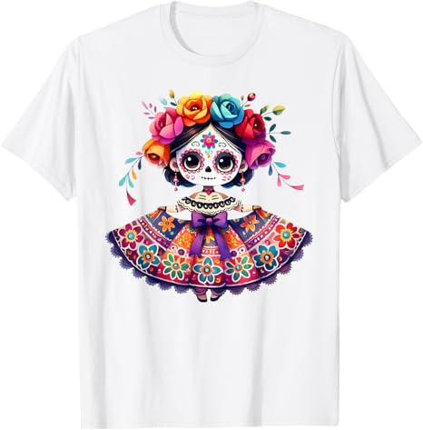 Halloween El Dia de Los Muertos Guitarrón Mexicano - sugar skull t-shirt womens
