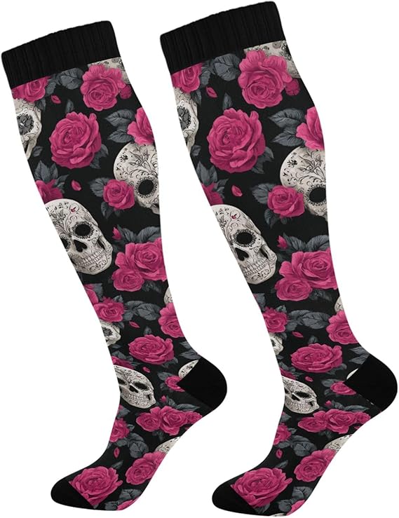 Pigsaly - sugar skull socks womens