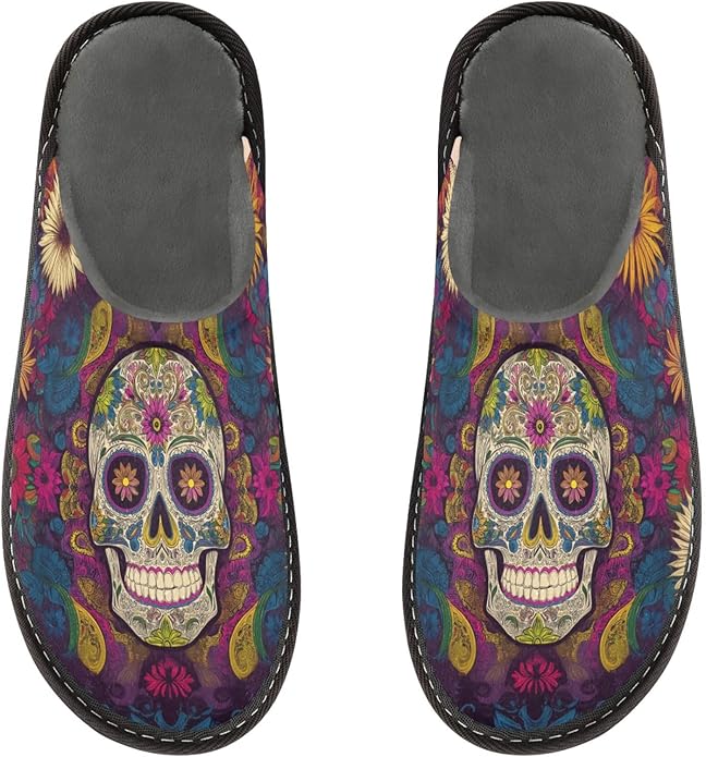Peystean - sugar skull slippers womens