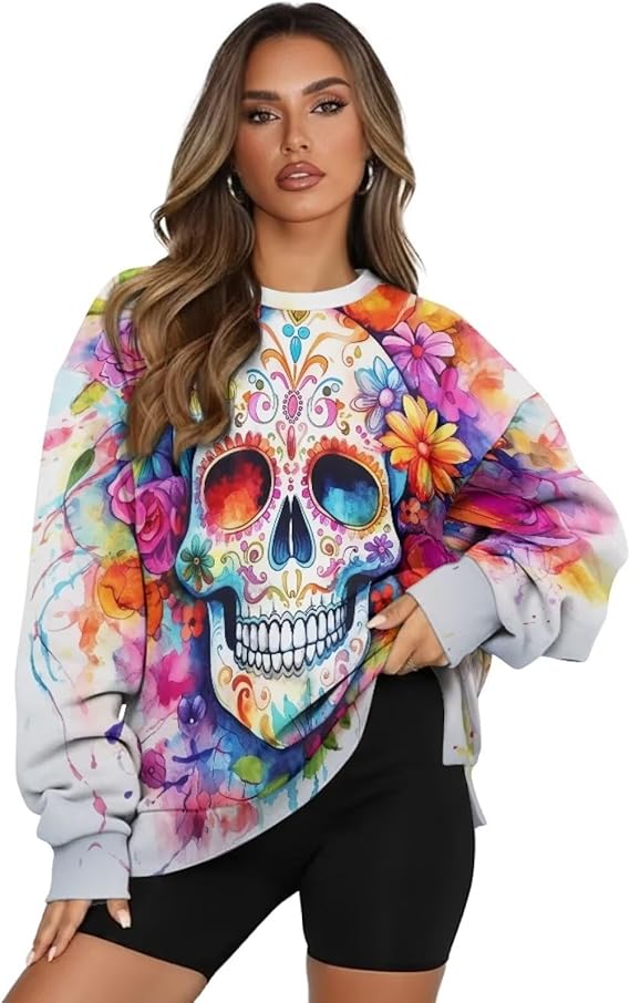 Irisjudy - sugar skull sweatshirt womens