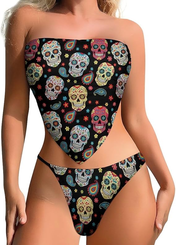 MUMEHAZ - sugar skull bikini set