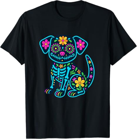 Funny Dog Dia De Muertos Decorations - sugar skull t-shirt womens