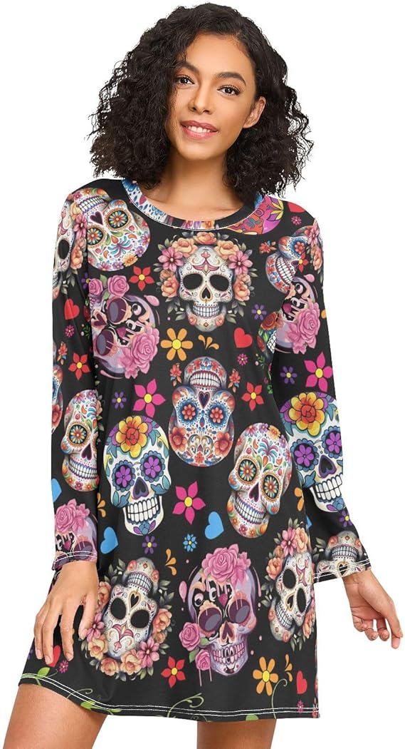 Innadus - sugar skull long sleeve shirt mens