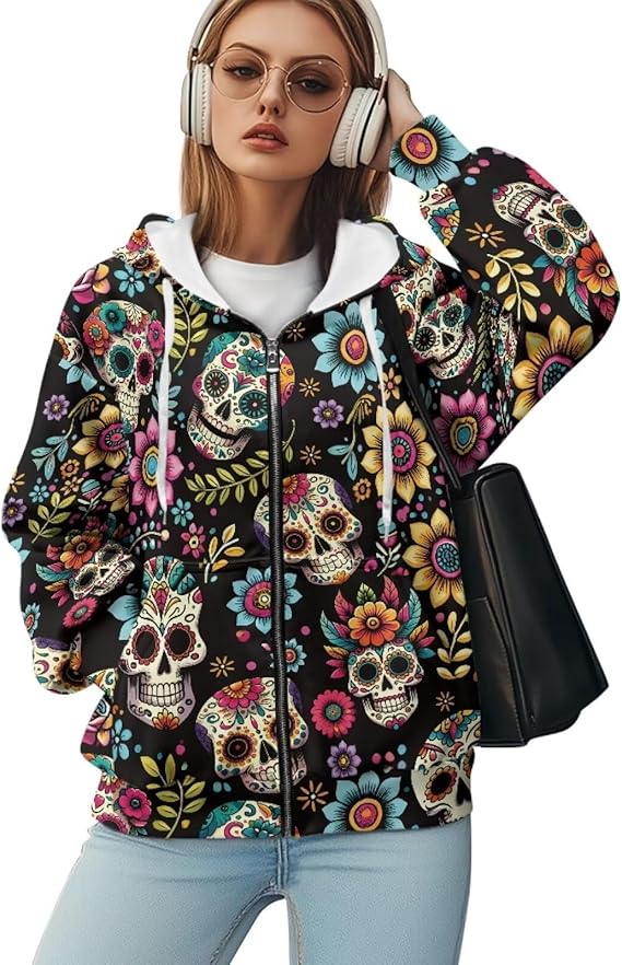 JOAIFO - sugar skull hoodie mens