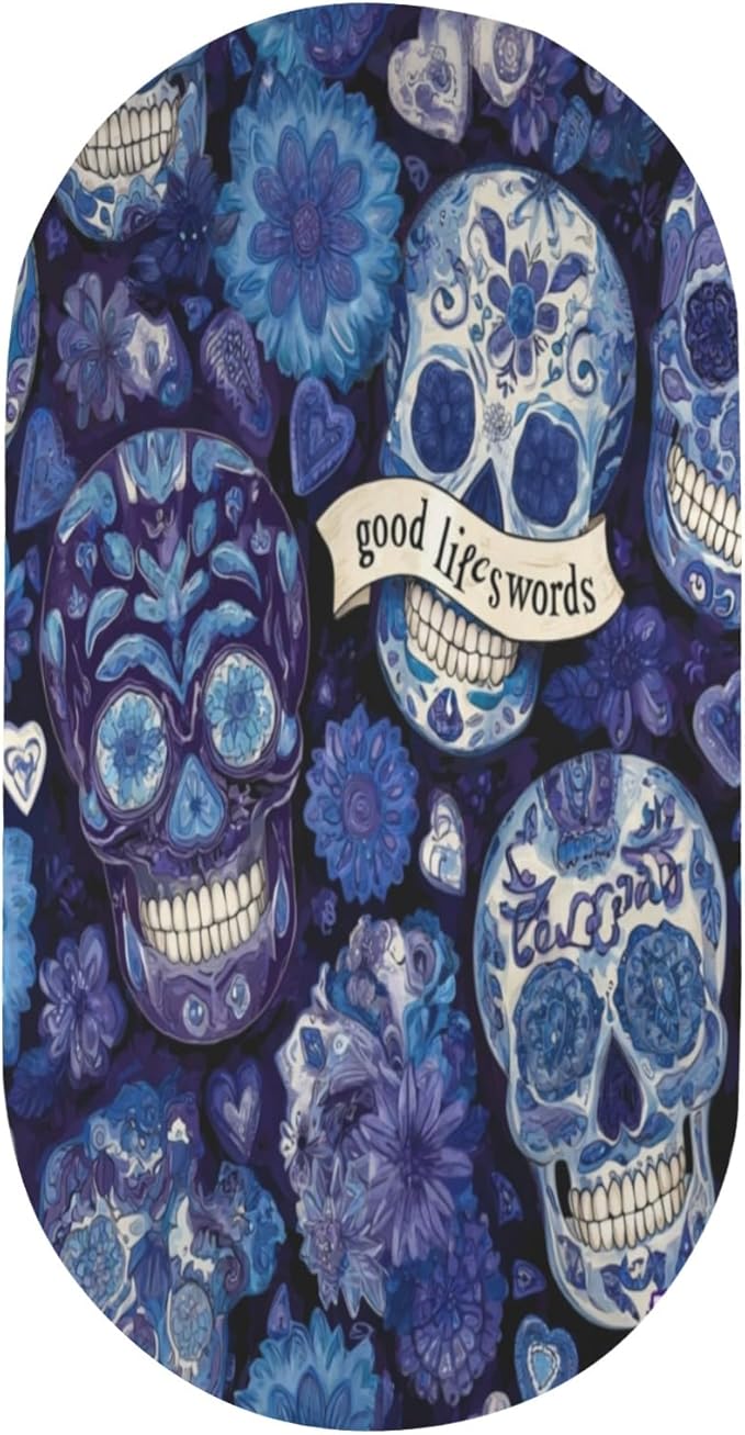 Sugar Skulls Dark Blue Yoga Mat, Non Slip Exercise & Fitness Mat for All Types of Yoga, Pilates & Floor Exercises - sugar skull yoga mat