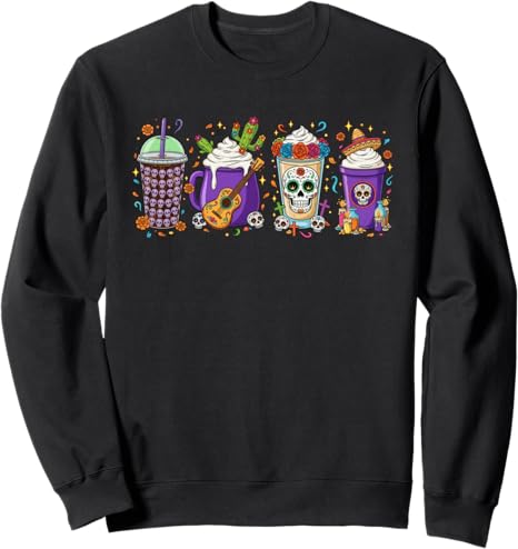 Coffee Cup Dia De Los Muertos Sugar Skull Apparel - sugar skull sweatshirt womens