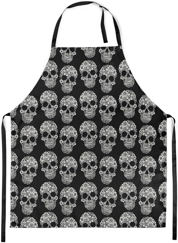 Erosebridal Abstract Pattern Blue Apron | Geometric Lines Waterproof Apron For Chef Boho Oil Proof Kitchen Apron - sugar skull apron for women