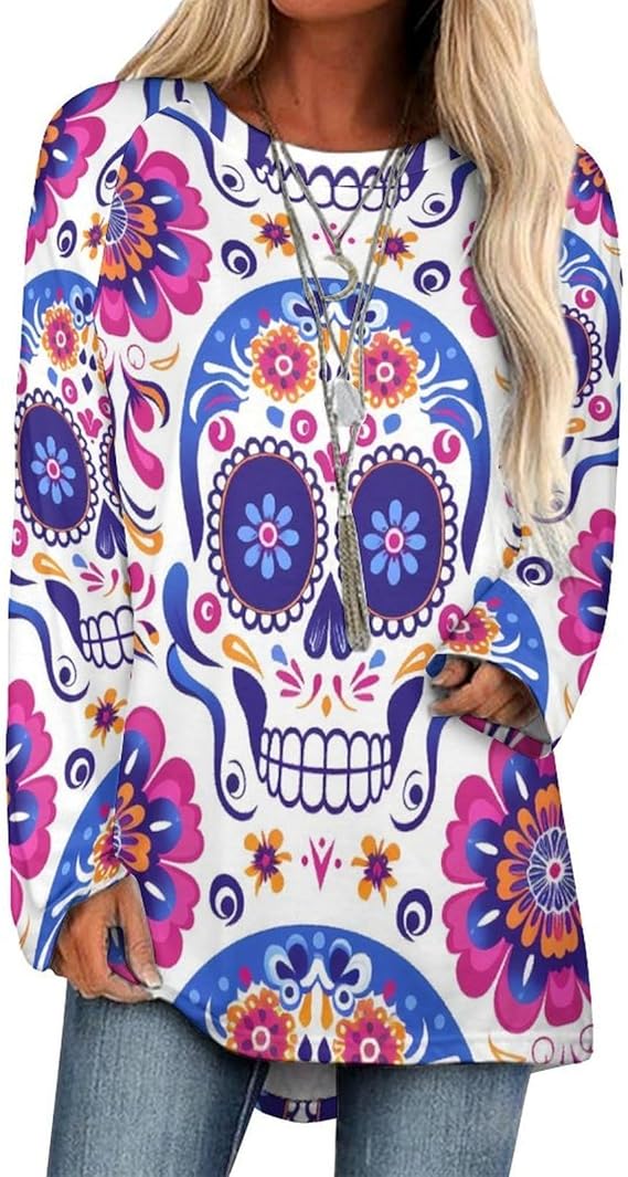 DUMIERTKL - sugar skull long sleeve shirt mens