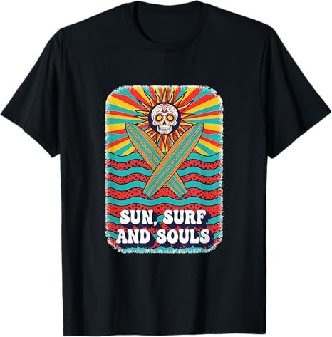 Eternal Skeleton Skull Surfer Surfing Ocean Sunset - sugar skull t-shirt womens