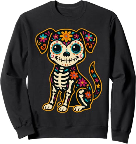 Dog Dia De Los Muertos Decorations - sugar skull sweatshirt womens