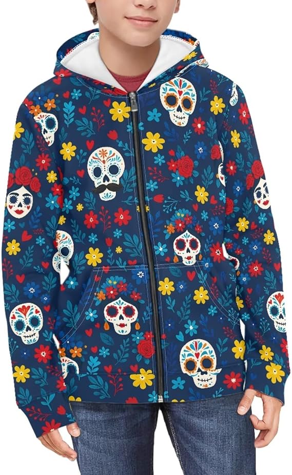 chaqlin - sugar skull hoodie mens