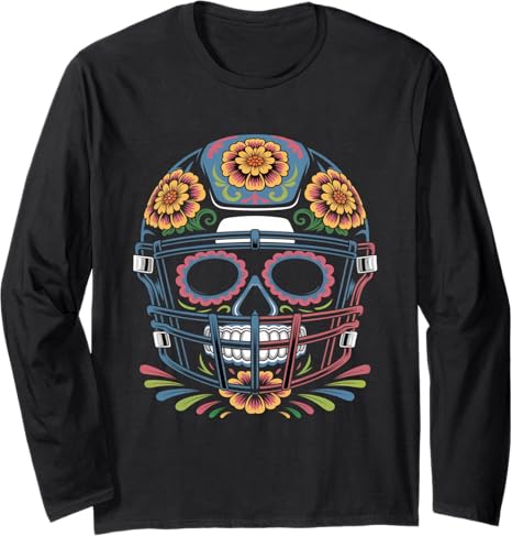 Sugar Skull Football Día de Muertos Fans - sugar skull long sleeve shirt mens