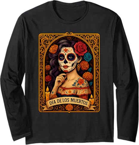 Dia de Los Muertos Sugar Skull Apparels. - sugar skull long sleeve shirt mens