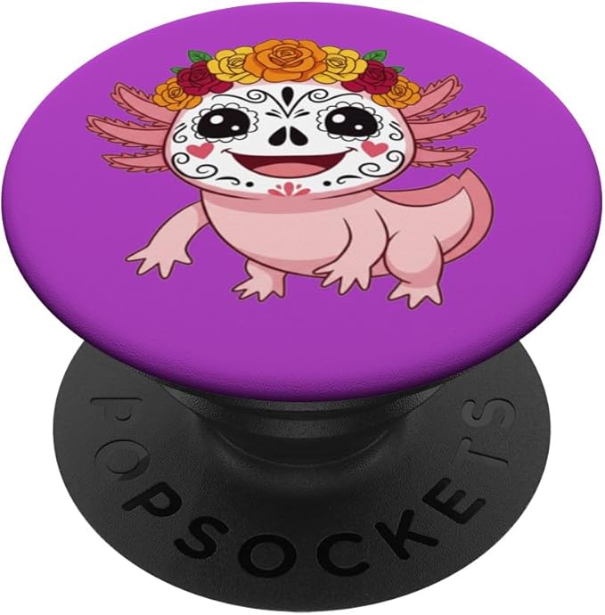 Axolotl in Sugar Skull Makeup PopSockets Adhesive PopGrip - sugar skull makeup kit