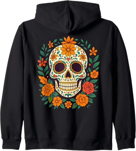 Dia de Los Muertos Sugar Skull Apparels. - sugar skull hoodie mens