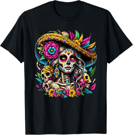 Day of the Dead Sugar Skull Women Men Apparel Co. - sugar skull t-shirt womens