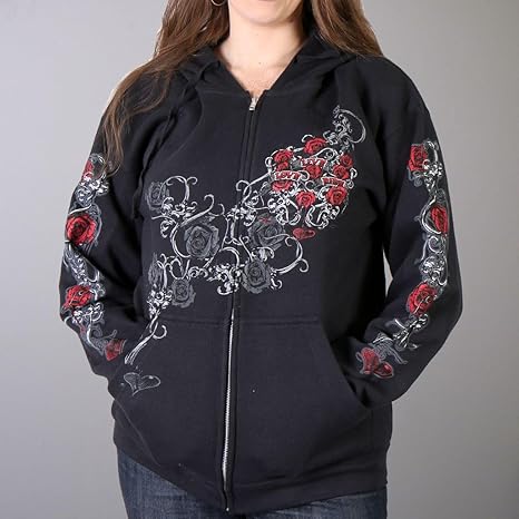 Hot Leathers - sugar skull zip up hoodie mens