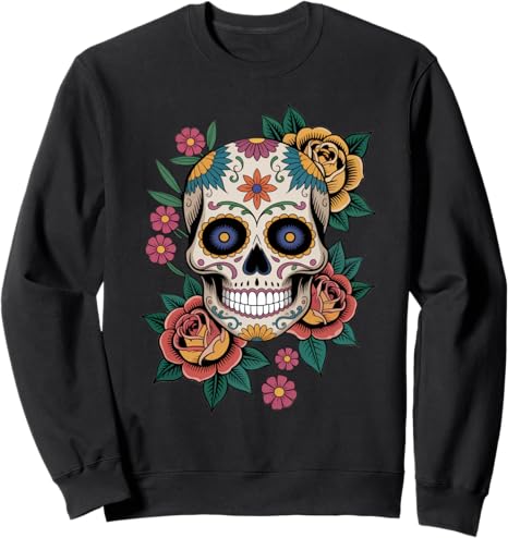 Mexican Fiesta Celebration Sugar Skulls - sugar skull sweatshirt womens