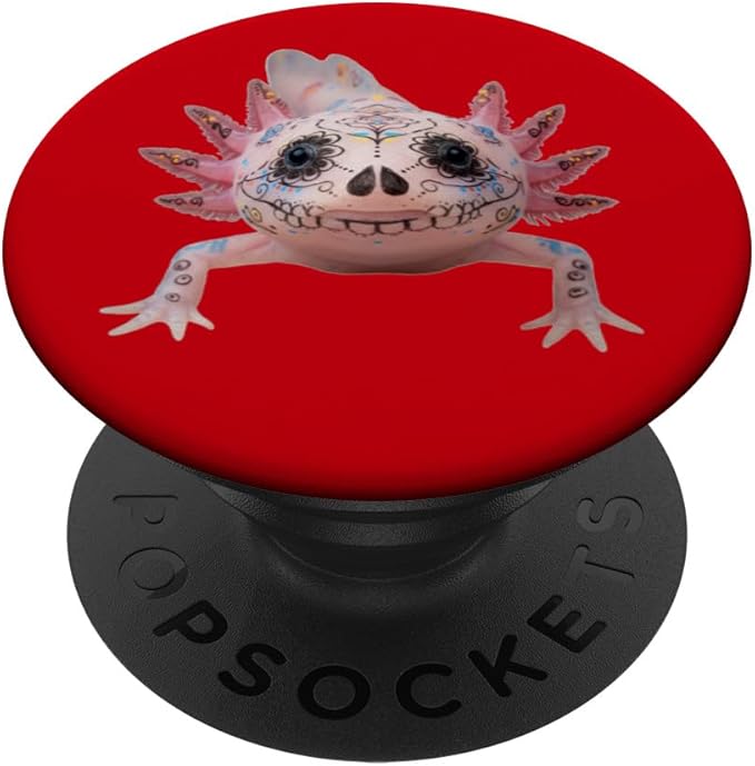 Day of The Dead Axolotl Wearing Sugar Skull Makeup PopSockets Adhesive PopGrip - sugar skull makeup kit