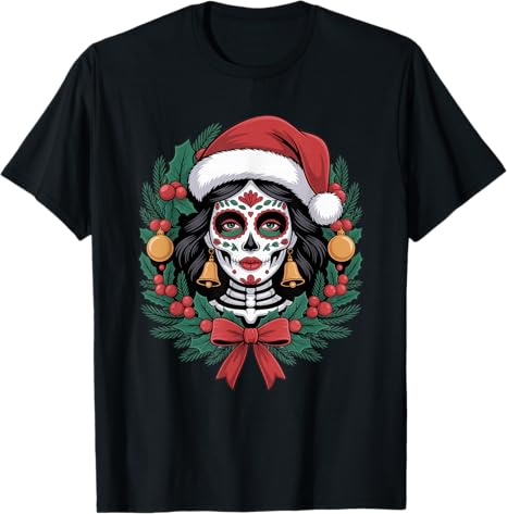 Christmas Skull Gifts Artistic Holiday Santa Funny - sugar skull beanie