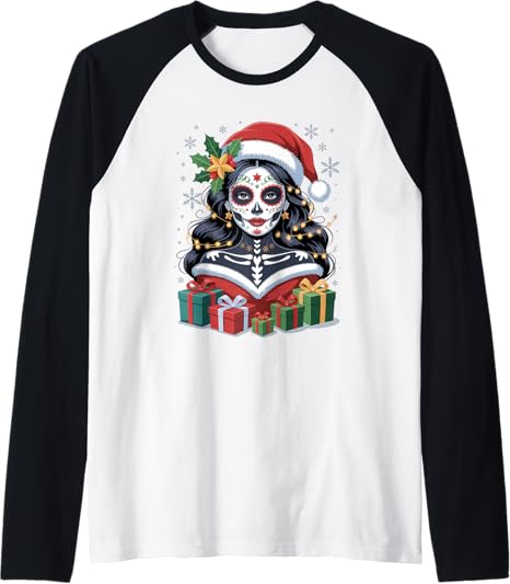 Christmas Skull Gifts Artistic Holiday Santa Tees - sugar skull beanie