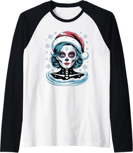 Christmas Skull Gifts Artistic Holiday Santa Tees - sugar skull beanie