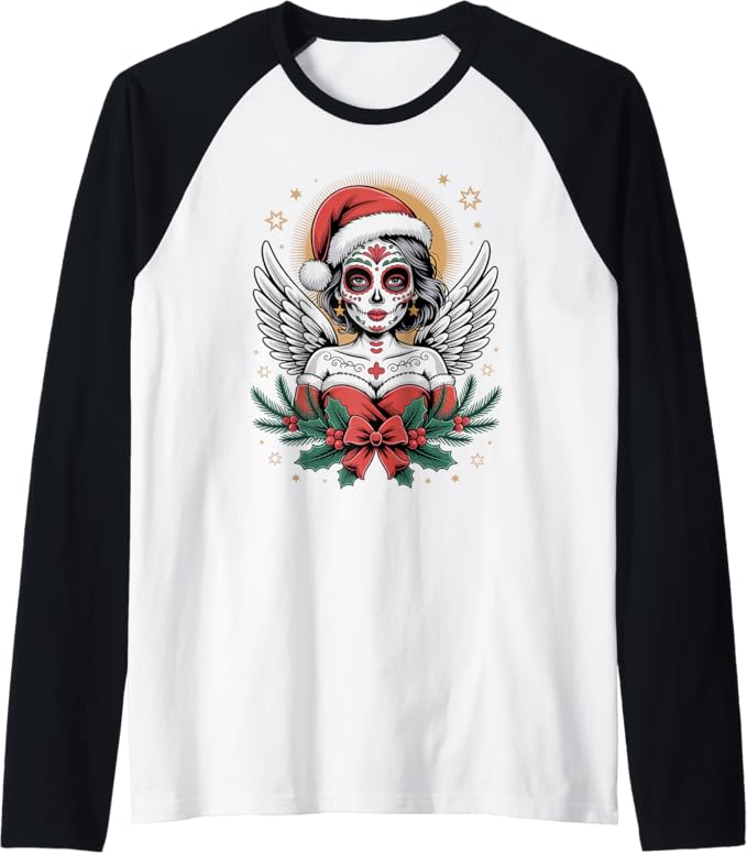 Christmas Skull Gifts Artistic Holiday Santa Tees - sugar skull beanie