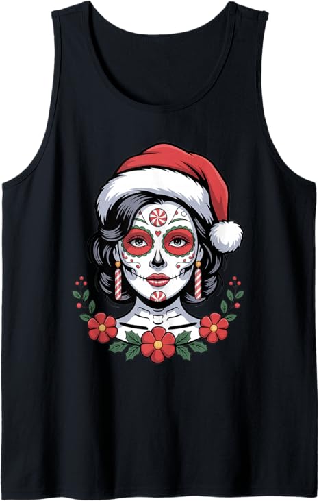 Christmas Skull Gifts Artistic Holiday Santa Funny - sugar skull beanie