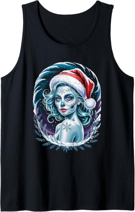Christmas Skull Gifts Artistic Holiday Santa Tees - sugar skull beanie
