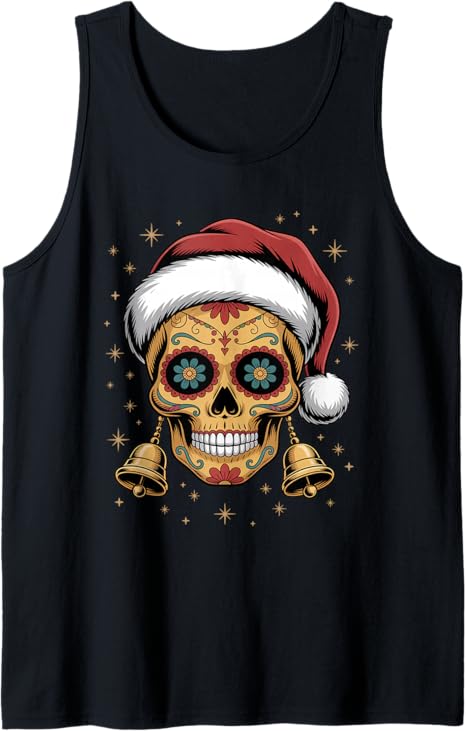 Christmas Skull Gifts Artistic Holiday Santa Funny - sugar skull beanie