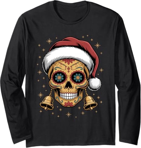 Christmas Skull Gifts Artistic Holiday Santa Funny - sugar skull beanie