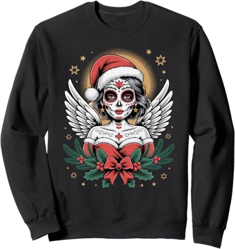 Christmas Skull Gifts Artistic Holiday Santa Tees - sugar skull beanie