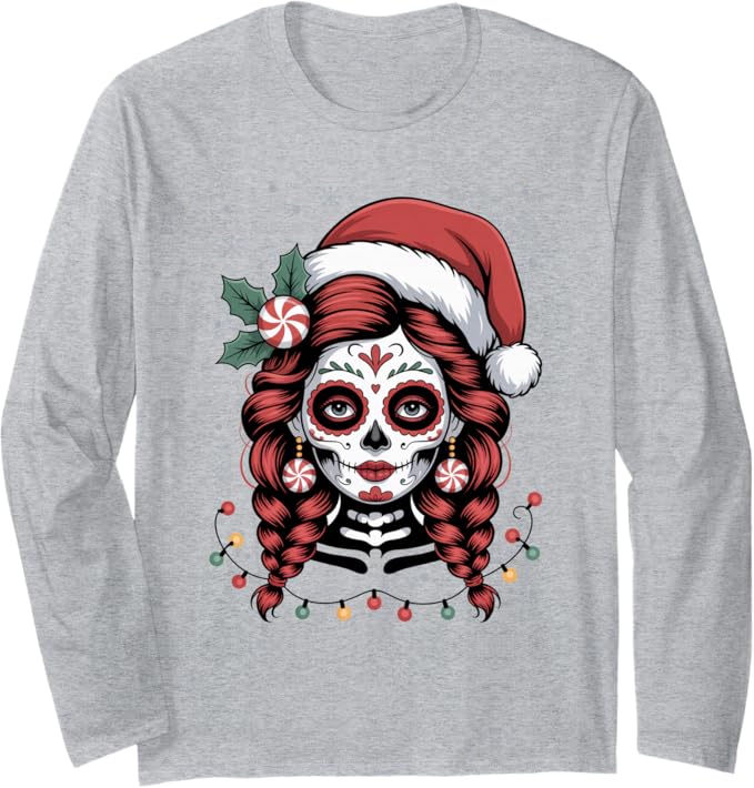 Christmas Skull Gifts Artistic Holiday Santa Funny - sugar skull beanie