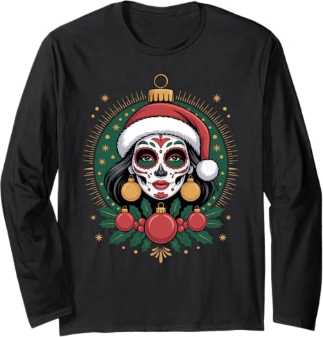 Christmas Skull Gifts Artistic Holiday Santa Funny - sugar skull beanie