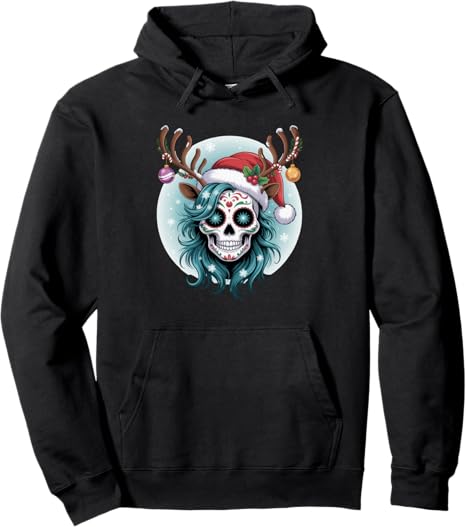 Christmas Skull Gifts Artistic Holiday Santa Tees - sugar skull beanie