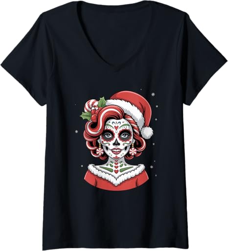 Christmas Skull Gifts Artistic Holiday Santa Funny - sugar skull beanie