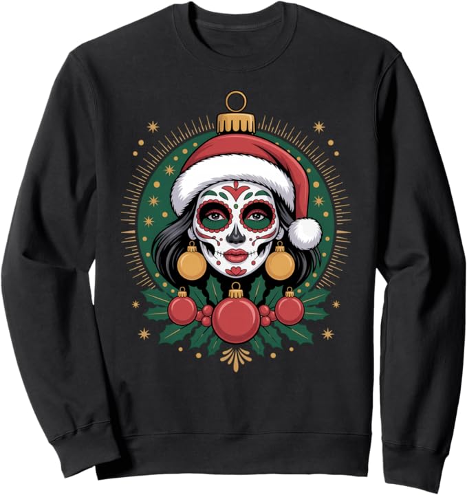 Christmas Skull Gifts Artistic Holiday Santa Funny - sugar skull beanie