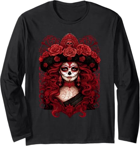 De Los Muertos Apparel - sugar skull long sleeve shirt mens